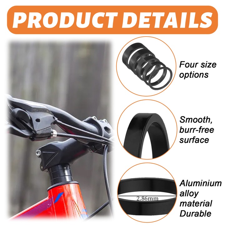 Spacere pentru ghidon bicicleta, Enforose, rezistente la coroziune, instalare usoara, ajustabile, 1-1/8 inch