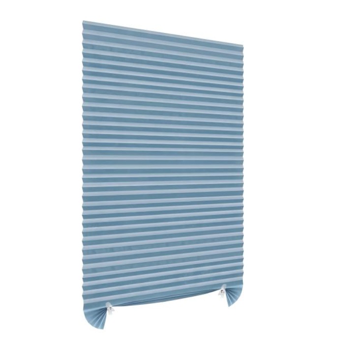 Плисирана щора със самозалепваща се система за закрепване, размери 150X60 см, синя