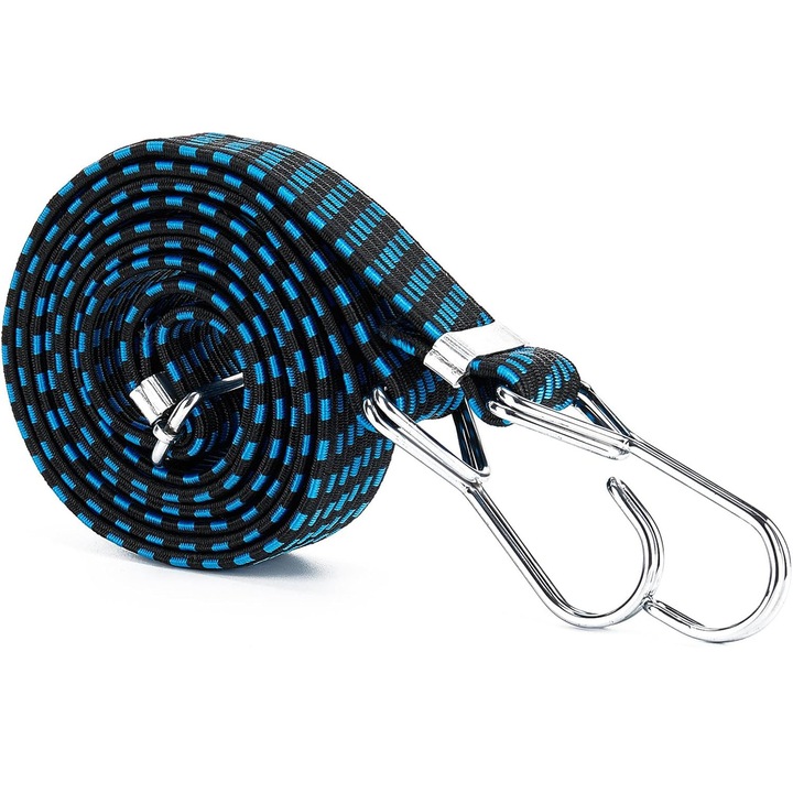 Set de 4 corzi elastice plate reglabile, Enforose, 100cm, latex impletit, rezistente, cu catarama metalica