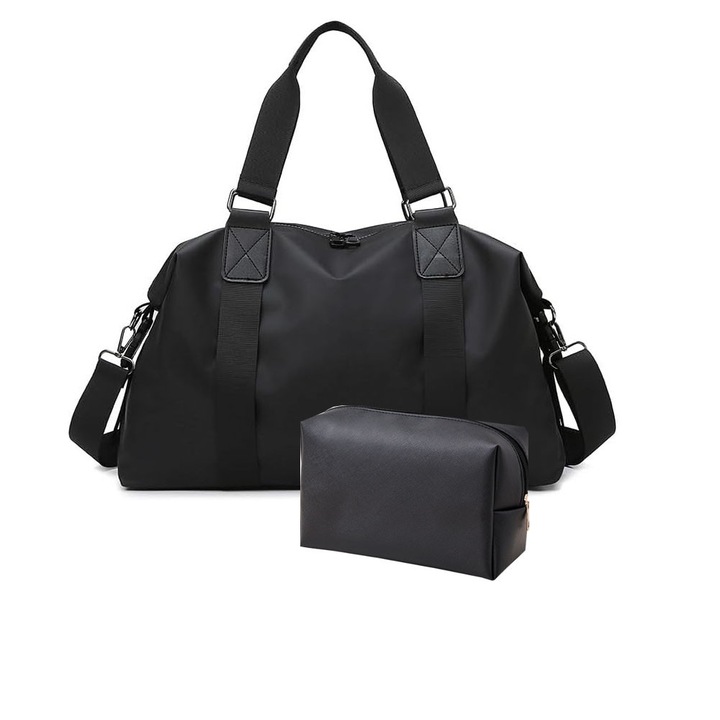 Пътешественик: Уикенд чанта, водоустойчива материя Оксфорд с висока плътност за мъже и жени, удобна за самолет, с регулируема презрамка и вграден ръкав за количка за пътуване, тренировка, йога, плуване