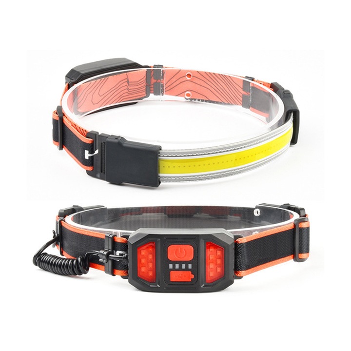 Lanterna frontala Enforose reincarcabila, impermeabila, ajustabila, lumina rosie, pentru activitati nocturne