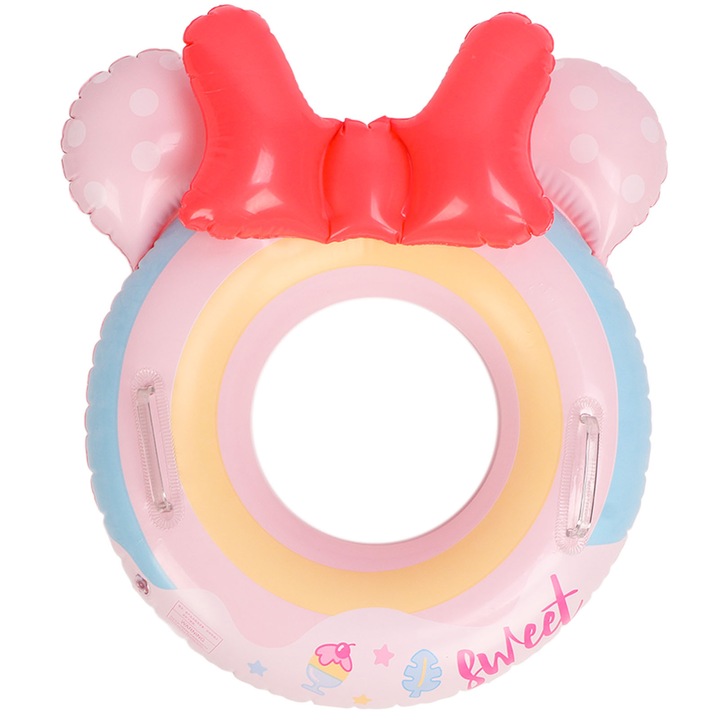 Детски плувен пояс Enforose, дизайн "миши уши", розов, PVC материал, с мека възглавница и защита за безопасност