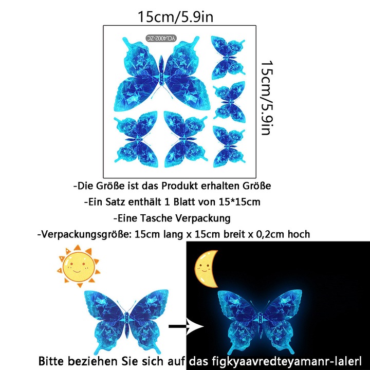 Autocolante cu fluturi, Enforose, albastru electric, rezistente la intemperii, set