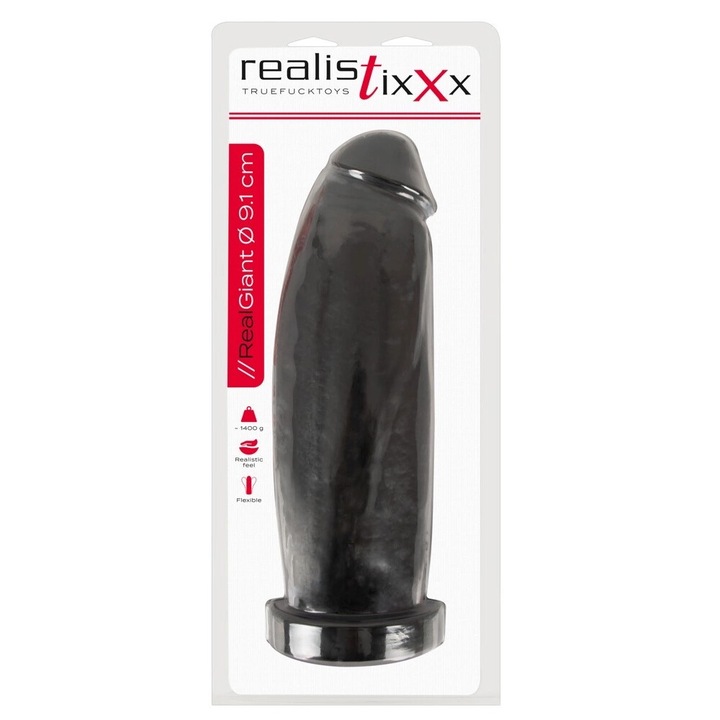 Dildo XXL, Realistixxx, 29.8 cm, 1.5kg, negru