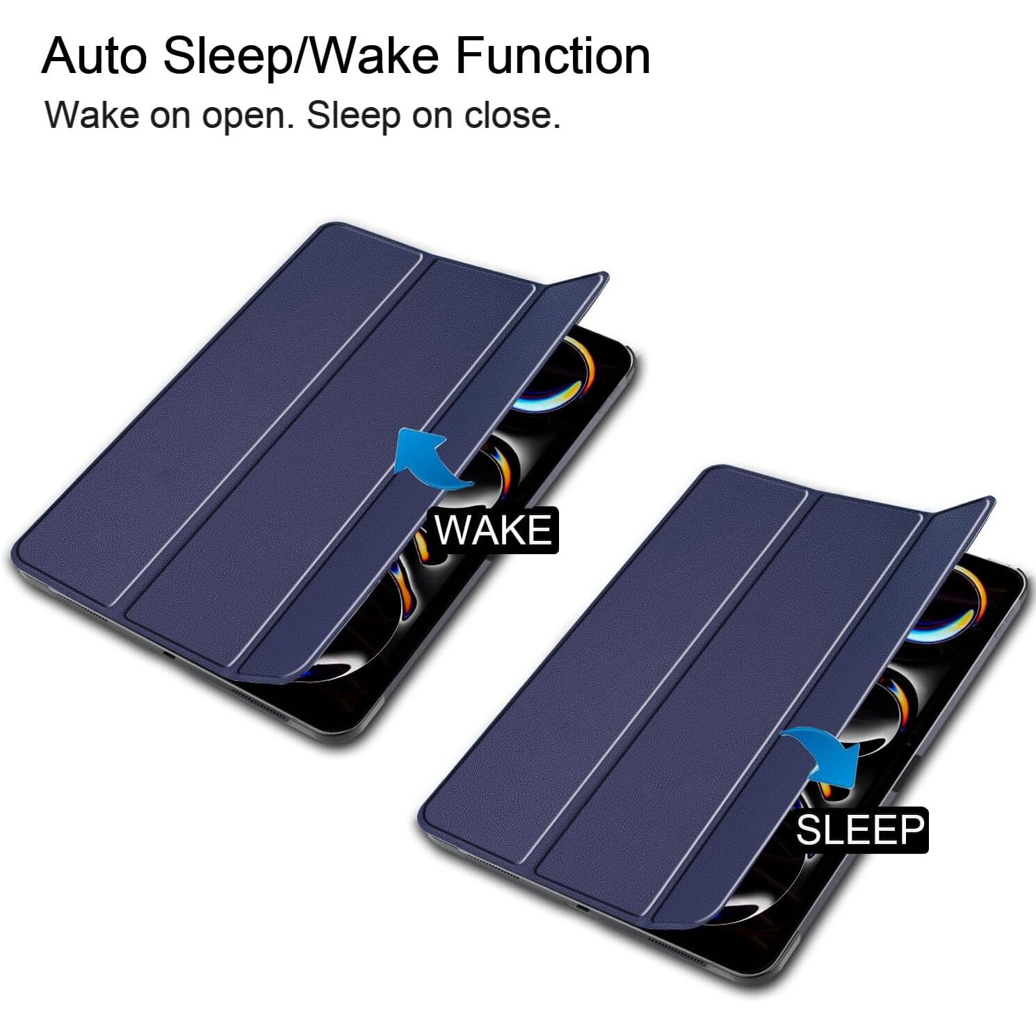 Husa tableta pentru, iPad Pro 13"(2024), auto functie sleep/wake tip stand, 13 inch, Albastru inchis