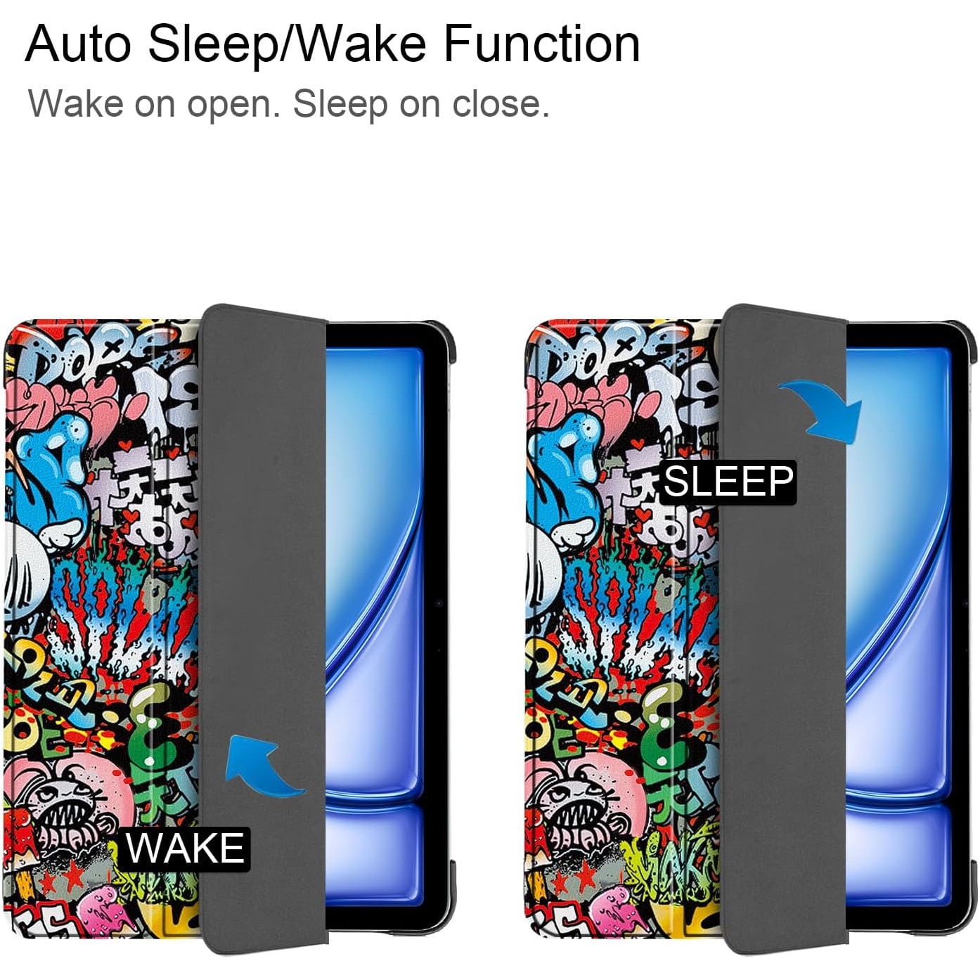 Husa tableta pentru, iPad Air 11" M3/M2 (2025/2024), iPad Air 10.9" 5th/4th (2022/2020), auto functie sleep/wake tip stand, graffiti