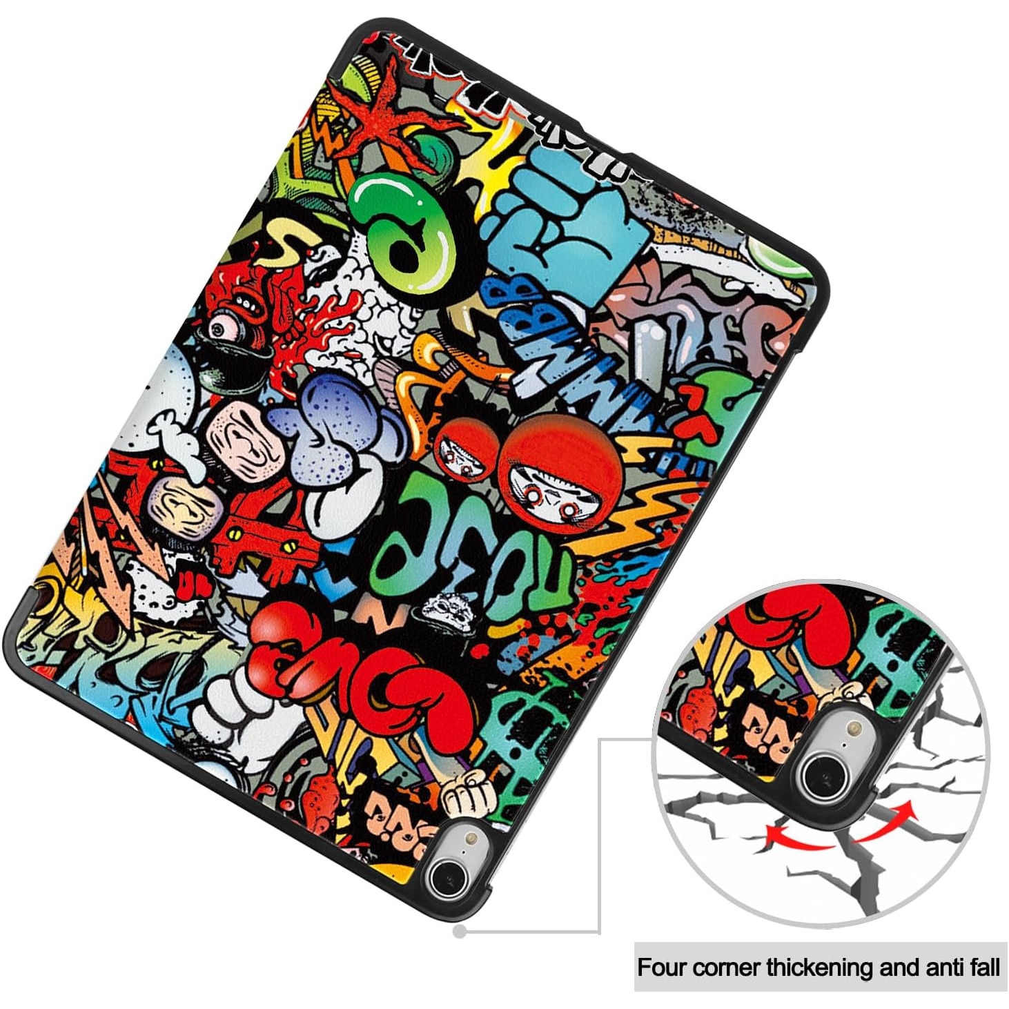 Husa tableta pentru, iPad Air 11" M3/M2 (2025/2024), iPad Air 10.9" 5th/4th (2022/2020), auto functie sleep/wake tip stand, graffiti