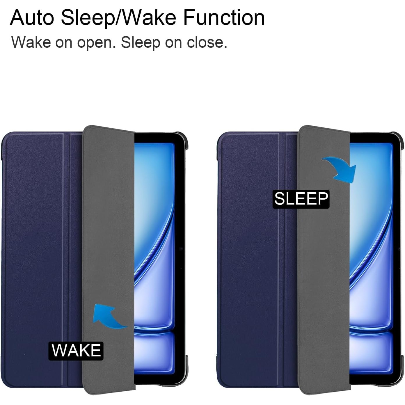 Husa tableta pentru, iPad Air 11" M3/M2 (2025/2024), iPad Air 10.9" 5th/4th (2022/2020), auto functie sleep/wake tip stand, Albastru inchis