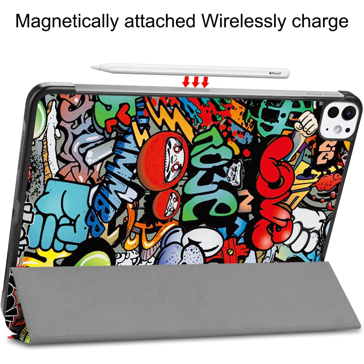 Husa tableta pentru, iPad Pro 11" (M4 2024), auto functie sleep/wake tip stand, graffiti