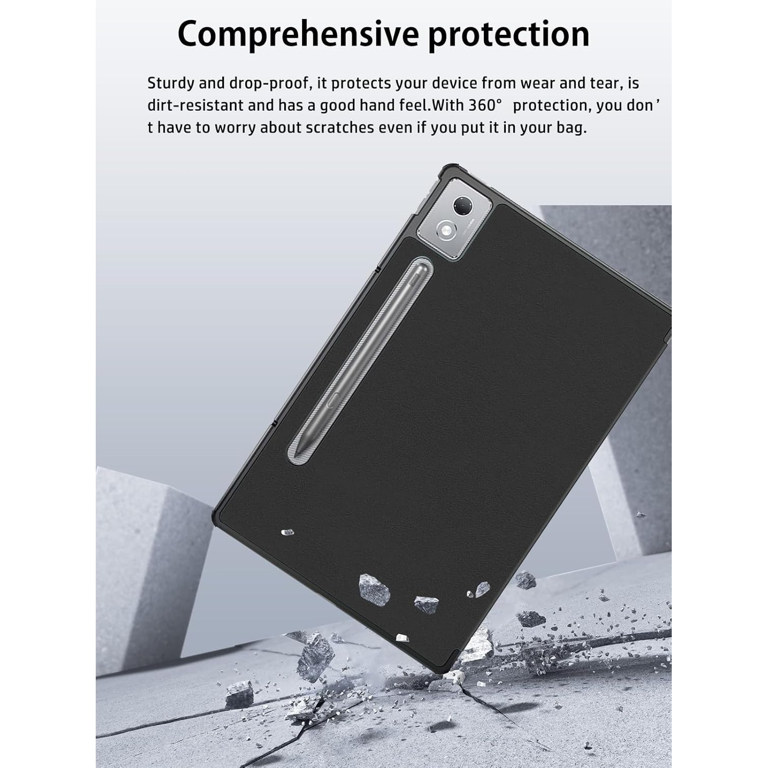 Husa tableta pentru, Lenovo Idea Tab Pro 12.7 inch 2025, TB-373FU/TB-373ZC/TB-375FC, auto functie sleep/wake tip stand, Negru