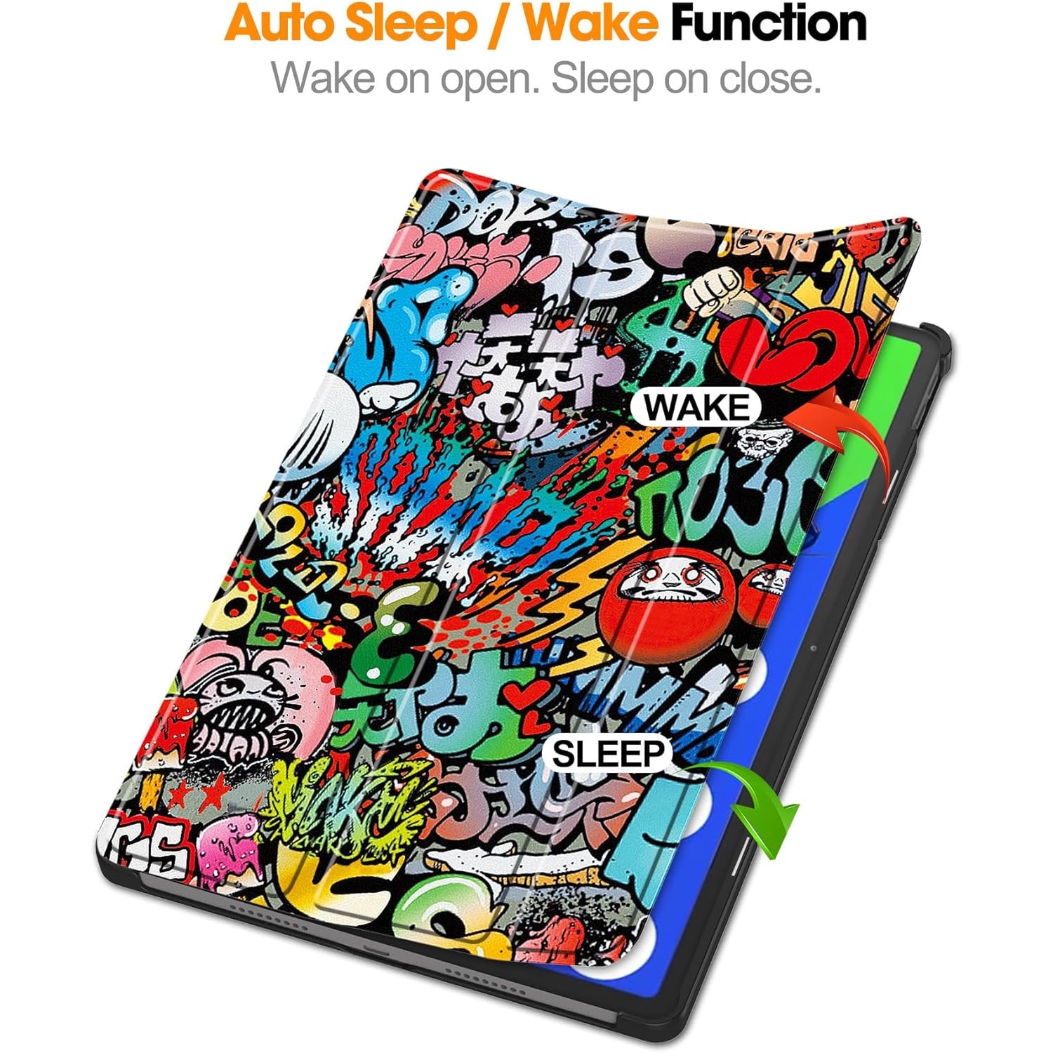 Husa tableta pentru, Lenovo Idea Tab Pro 12.7 inch 2025, TB-373FU/TB-373ZC/TB-375FC, auto functie sleep/wake tip stand, Graffiti