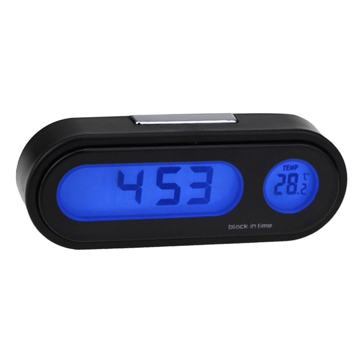 Часовник за табло на кола YATOVUR, цифров, термометър, черен, 7.5x2.5x1.5см