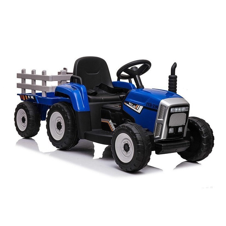 Tractor electric cu remorca Lean XMX611, 2 motoare, albastru, 136,5x50x52,5cm