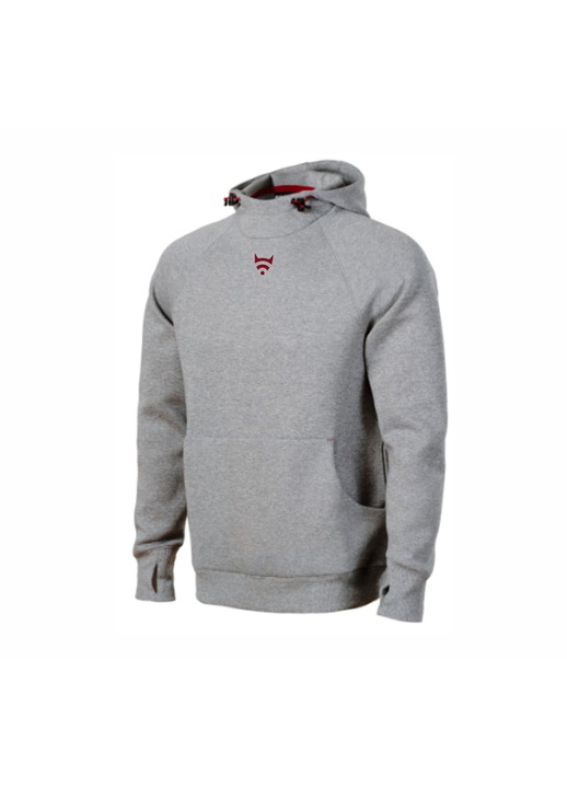 Arasz kapucnis plüss pulover, pamut, szurke, Szürke