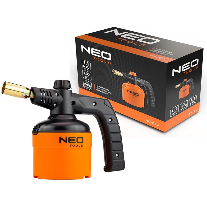 Arzator cu pistol cu gaz, pentru cartuse de gaz, NEO, 190g, 1.1 kW, 1350°C