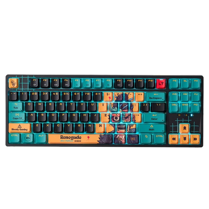 Vezetékes billentyűzet, A4TECH Bloody AT87, Mechanikus (Alpha Switch), RGB, Renegade, Gaming, ENG