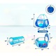 Set cort pentru copii 3 in1, GHEMOTOC®, spatiu de joaca cu piscina pentru bile, tunel si cort tip iglu, pliabil, albastru, cu animale marine