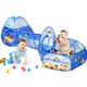 Set cort pentru copii 3 in1, GHEMOTOC®, spatiu de joaca cu piscina pentru bile, tunel si cort tip iglu, pliabil, albastru, cu animale marine