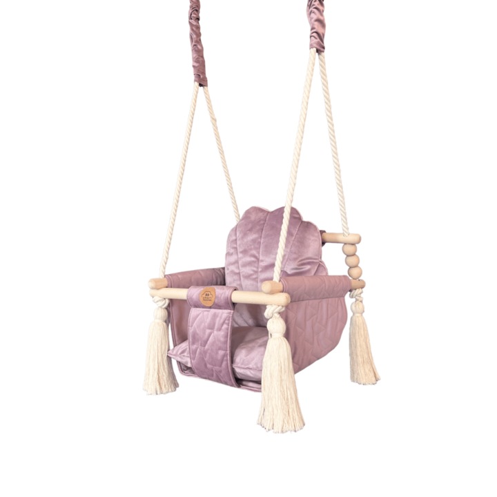 Leagan, Smart Memories, forma de scoica, material velvet, 38x38x40cm, capacitate 20kg, set cu perna si accesorii.