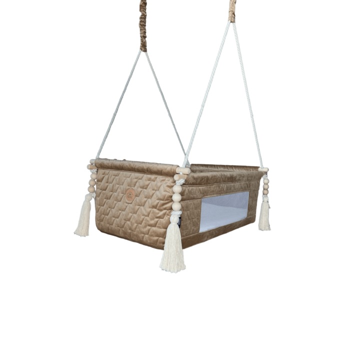 Leagan pentru bebelusi Smart Memories, 30x60x87cm, material velvet premium, capacitate 10kg, set 2 carabiniere