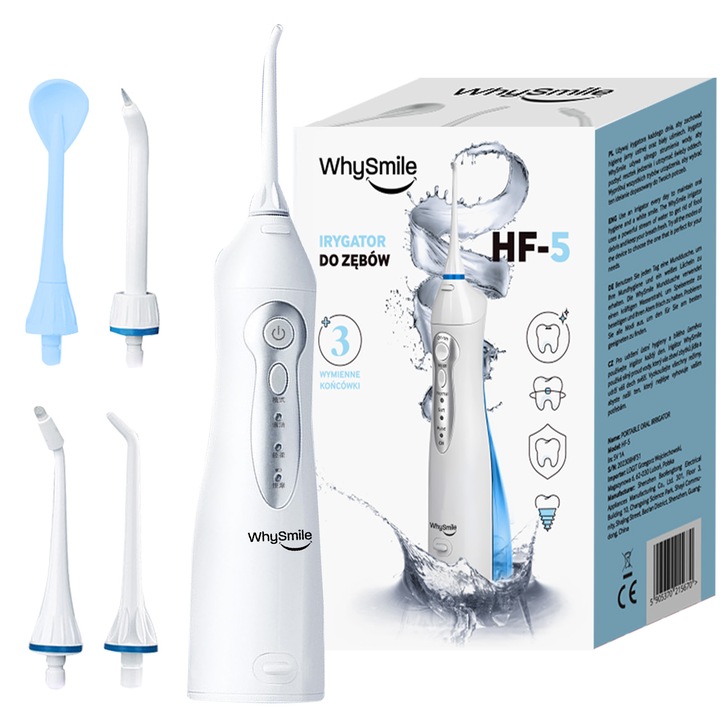 Renew Force hordozható és újratölthető szájöblítő, 3 fokozatú állítható nyomás, 4 fej, 150 ml-es tartály HF-5