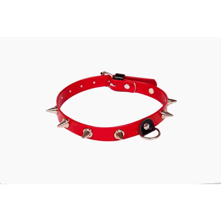 Бондажна яка WHIPS, Дамска яка с шипове, Червен