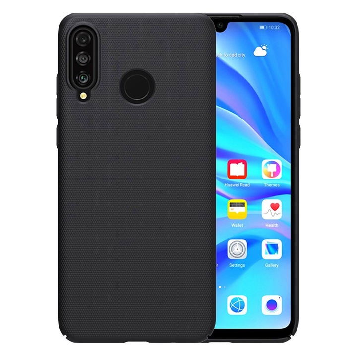 Husa de Protectie pentru Huawei P30 Lite / nova 4e, OPTIM SOLUTION, Antishock, Suprafata Matte Texturata Antialunecare, Rezistenta la Amprente, Slim Premium Design, Decupaje Precise, Top-Level OptimS Protection, Kickstand, Negru