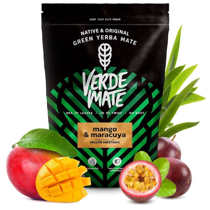 Yerba Mate Tea, Verde Mate Green Mango Maracuya, Gyümölcs, 500g