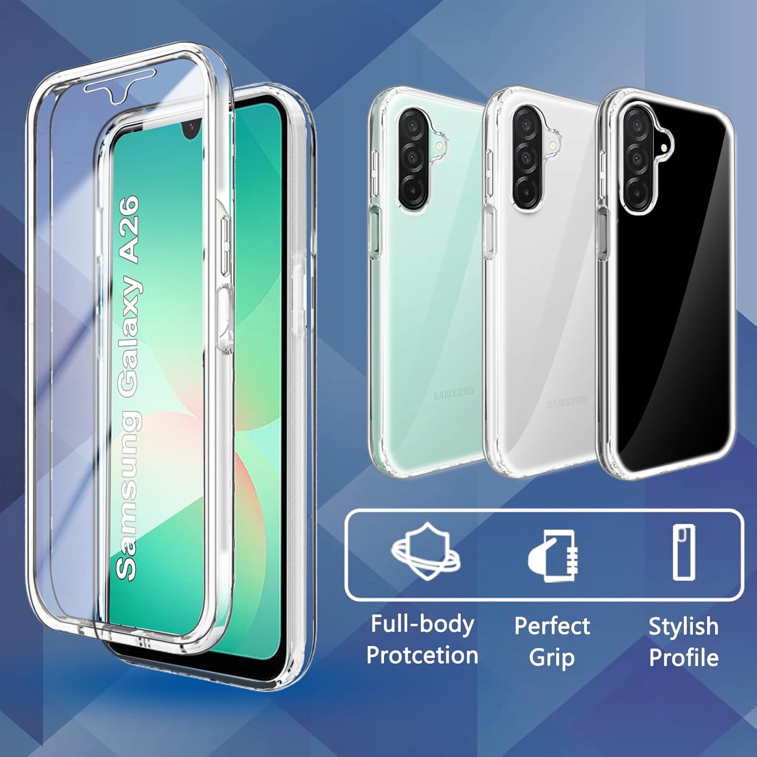 Husa 360 compatibila cu Samsung Galaxy A26 - V2 Transparent fata si spate