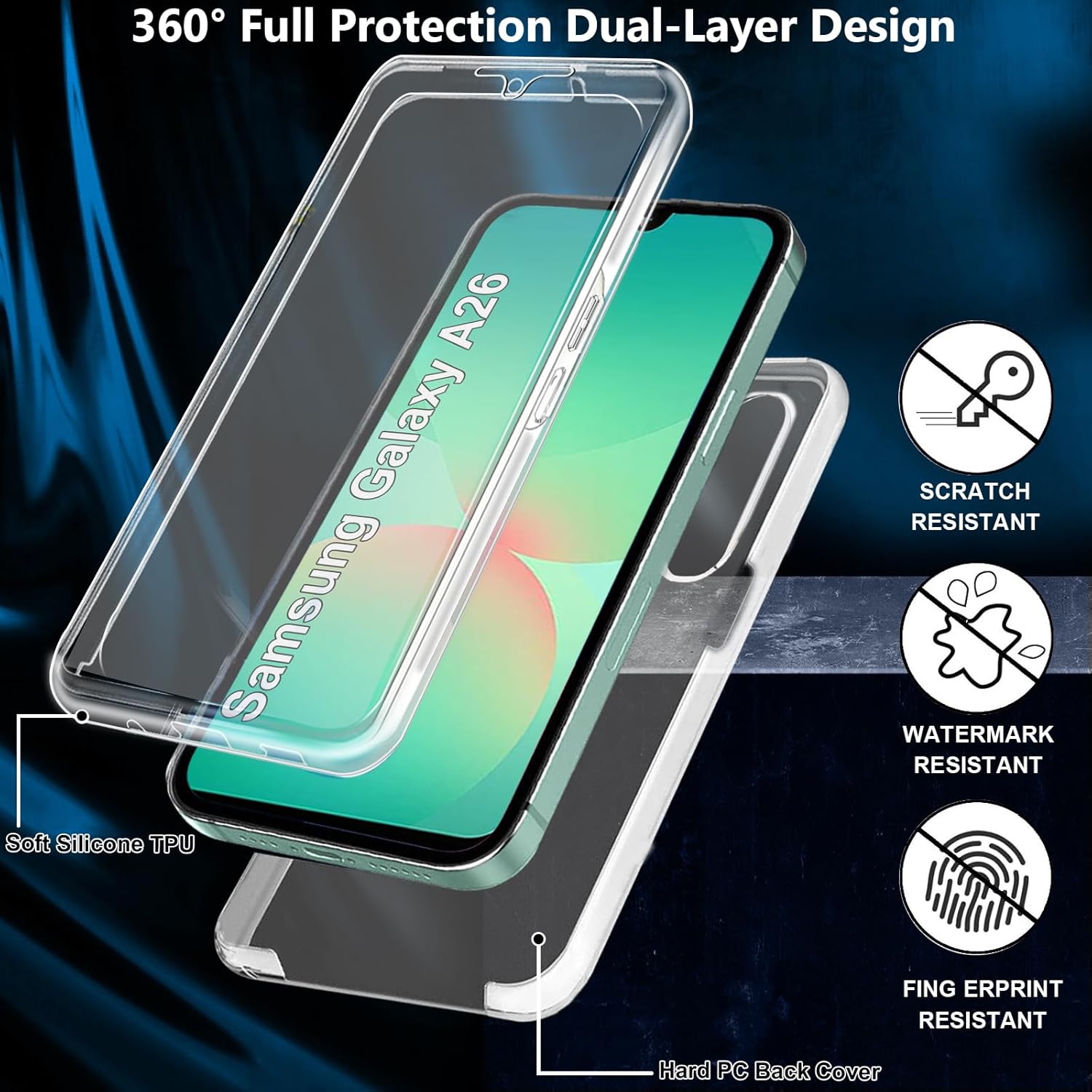 Husa 360 compatibila cu Samsung Galaxy A26 - V2 Transparent fata si spate
