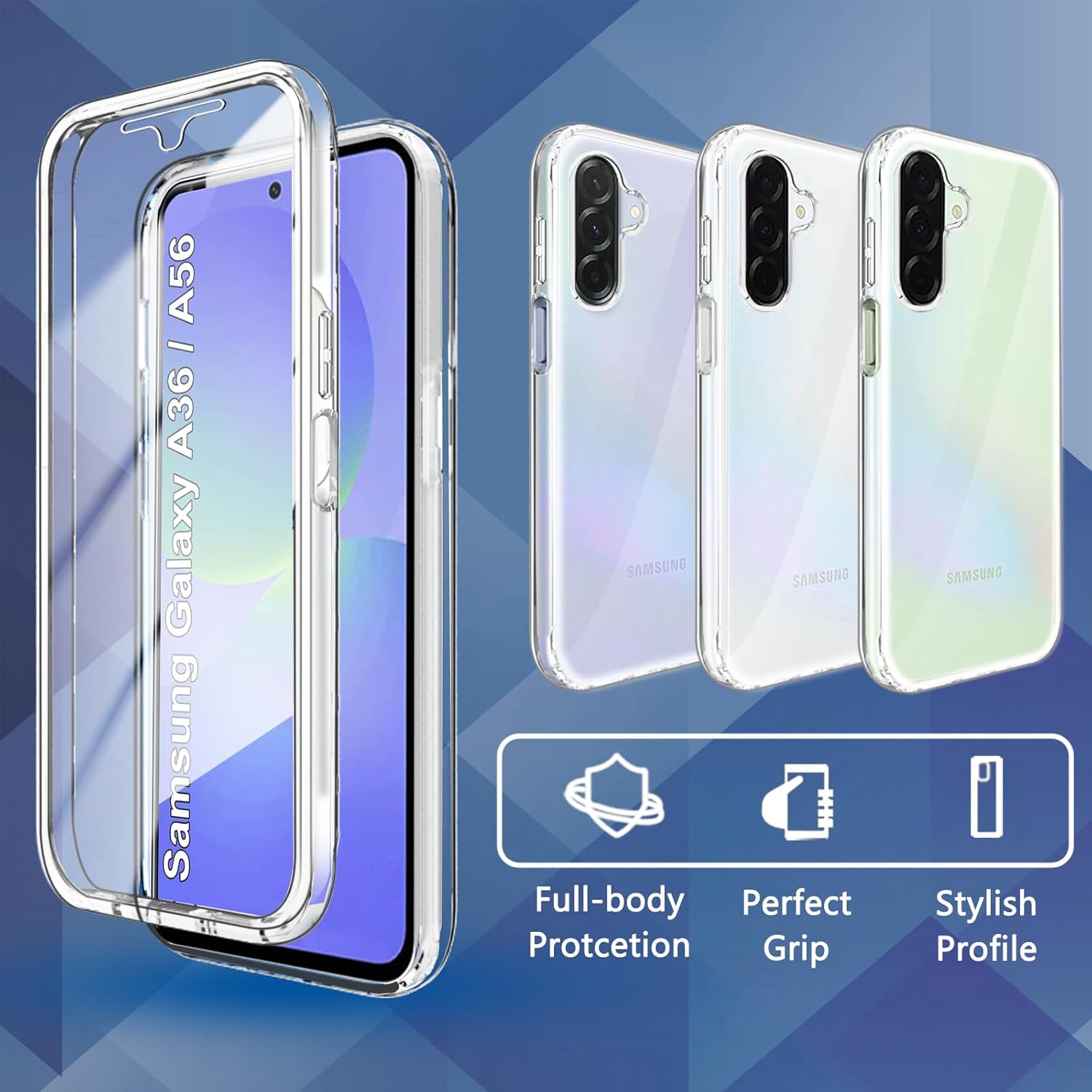 Husa 360 compatibila cu Samsung Galaxy A56 - V2 Transparent fata si spate