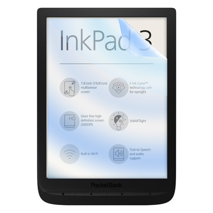 Силиконов филм Blue Guard COMANDO VisionProtect за PocketBook InkPad 3 (PB740), против отблясъци, против удари, устойчив на надраскване, филтър против синя светлина, HD яснота, ултра тънък дизайн, перфектна съвместимост при допир, лесно приложение