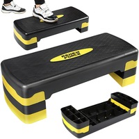 Stepper Renew Force, reglabil pe 3 trepte, picioare antiderapante, Negru/galben, 66x28x20cm