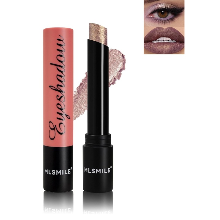 Ruj cu sclipici, ruj de ochi Stick, multifunctional, de lunga durata, luciu de buze cu sclipici si diamante (02 culoare)