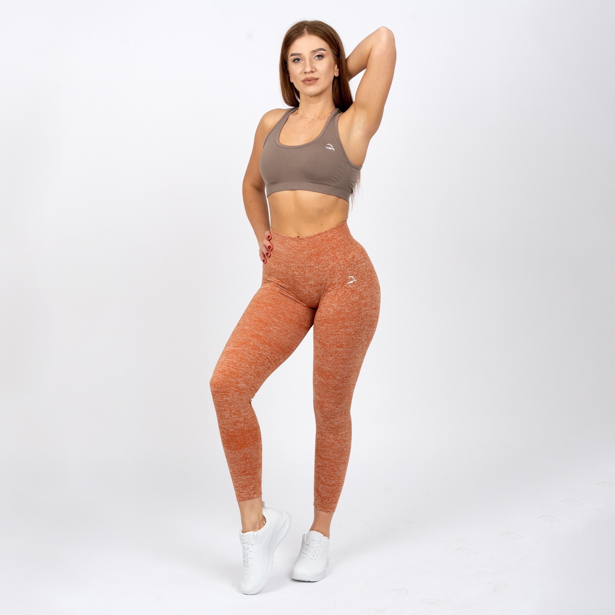Colanți fitness FITRAVEN PIXEL, maro, talie înaltă, fără cusături