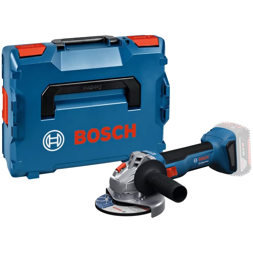 Polizor unghiular cu acumulator Bosch Professional GWS 18V-8, 18 V, 11.000 RPM, 125 mm diametru disc, cheie pentru splinturi, flansa de prindere, maner suplimentar, piulita de stra