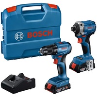 Set pe acumulator 18 V Bosch Professional, Surubelnita cu impact brushless GDR 18V-215, Masina de gaurit si insurubat (bormasina) brushless GSR 185-LI, 50 Nm, 2 acumulatori, incarcator, L-Case