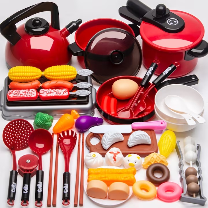 Multifunkcionális konyha gyerekeknek, játszóház, szimulált konyhai eszközök, BPA mentes, szimulált főzés, 51 db, 3 év+
