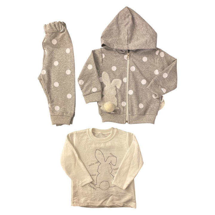 Set 3 piese bebelusi, gri/alb, Gri