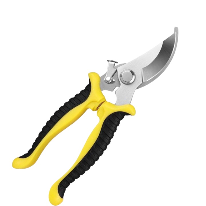 Foarfeca gradina 2 buc - design ergonomic, taiere usoara crengi uscate pana la 12mm, capat drept galben-negru