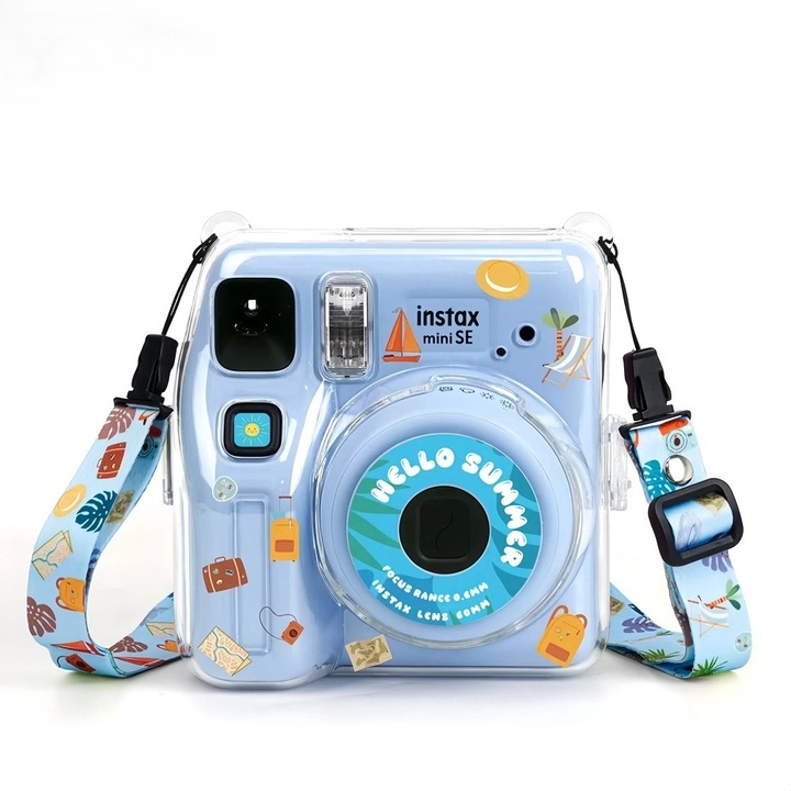 Camera Bag and Camera Accessories AONYIYI®, for Instax Mini SE, Strap, Transparent, Beach, Blue
