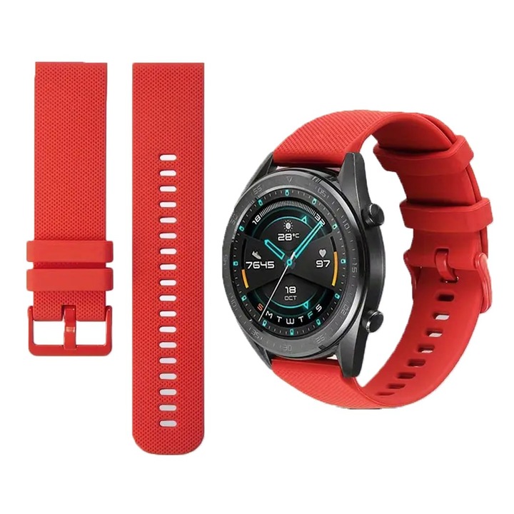 Каишка за Huawei Watch GT 2 46мм / GT 3 46мм / GT 4 46мм / Huawei Watch GT 2 Pro / Amazfit GTR / GTR 2, Samsung Galaxy Watch 3 45мм / 46мм / Gear S3 / 22мм, Червено