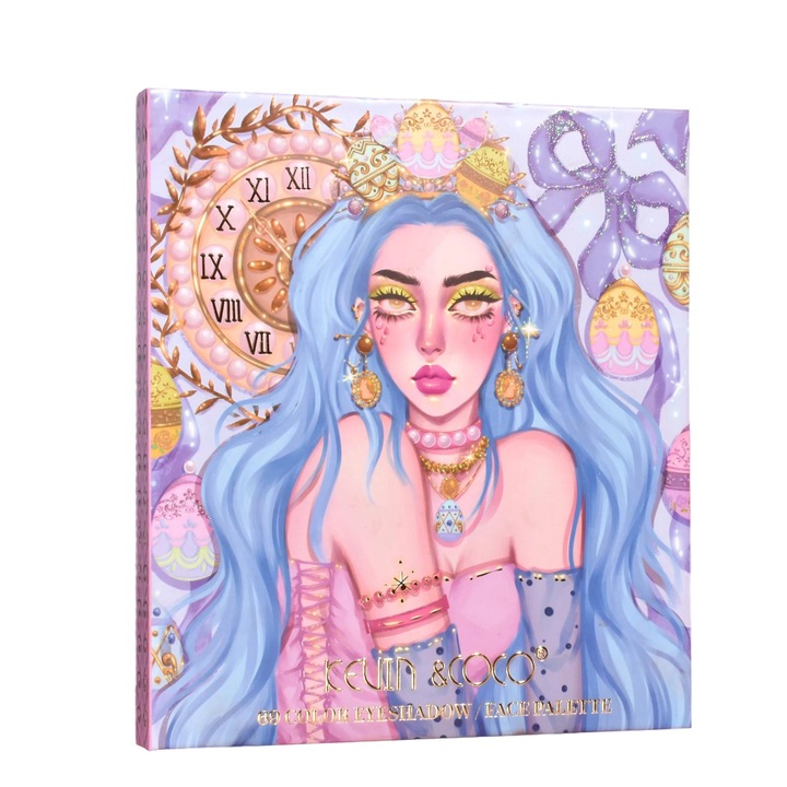 Paleta de Machiaj 69 Culori, Kevin&Coco, Fard de Ochi si Iluminator, Multicolor