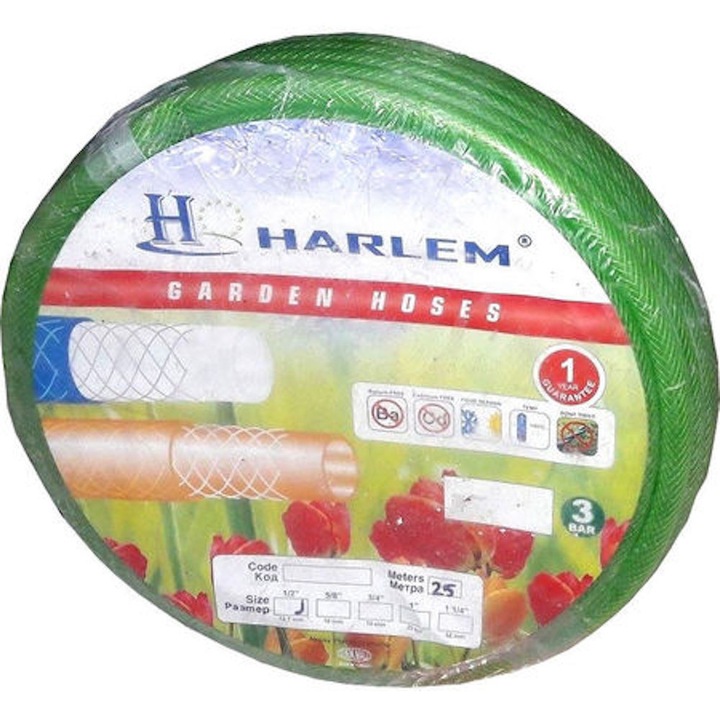 Furtun de gradina siliconat ramforsat cu insertie textila Harlem®, 1.15″, 32 mm, rola 25 metri