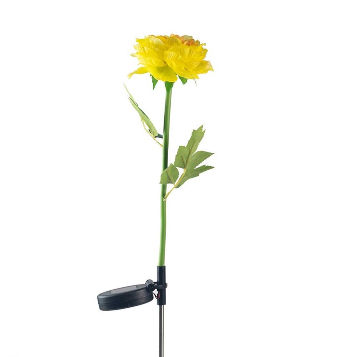 LED napelemes lámpa Lightex PEONY, 0.018W, 6000K, 5lm, IP44, AA Ni-MH 1.2V 100mAh, sárga
