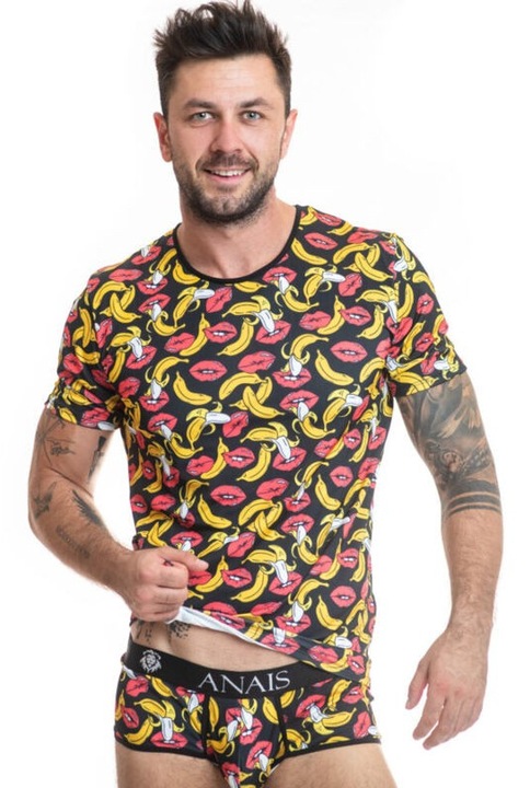Szexi Anais póló, banánminta, többszínű, poliamid, S INTL