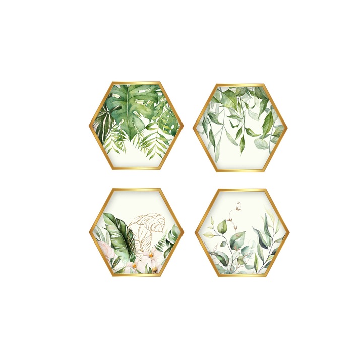 Sticker Decorativ Feicaeesa, Plante Verde, Autoadezive, Perete, 60x30cm