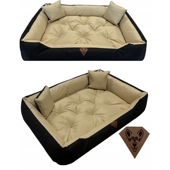 Кучешко легло Dogs4life 100x75 см, водоустойчиво, устойчиво на надраскване, бежово, комплект с 2 възглавнички