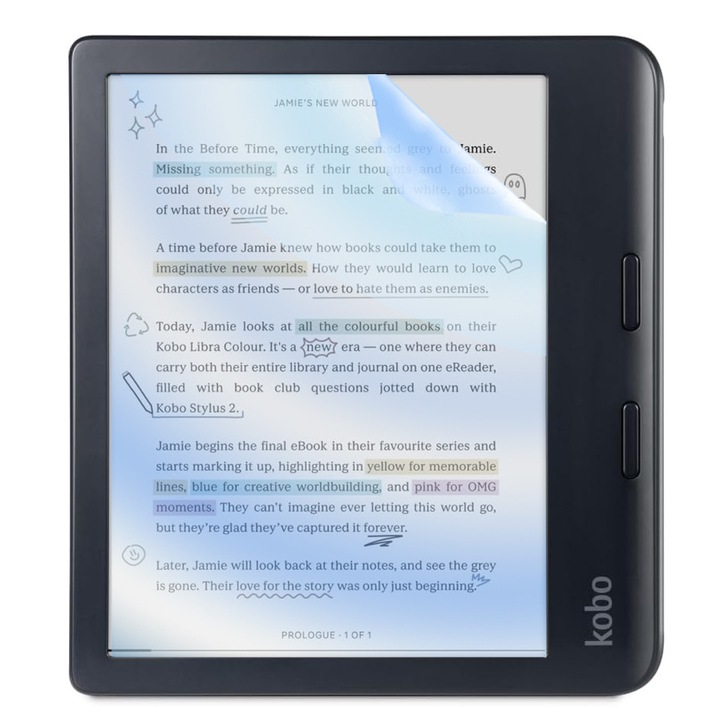 Силиконов филм Blue Guard COMANDO VisionProtect за цвят Kobo Libra, против отблясъци, против удари, филтър против синя светлина, HD яснота, ултратънък дизайн, перфектна съвместимост при допир, лесно приложение