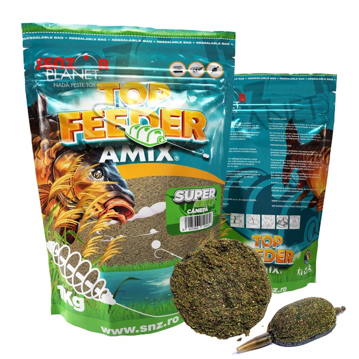 Nada pentru crap TOP FEEDER AMIX, Senzor Planet, Method Super Green, 1 kg